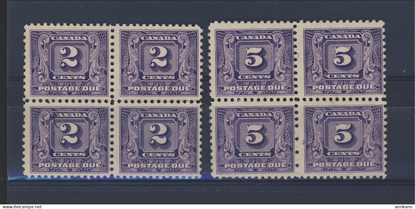 Canada P.D. MNG Stamps #J7 -2c MNG VF, & #J9 -5c MNG Fine GV = $80.00 - Hojas Bloque