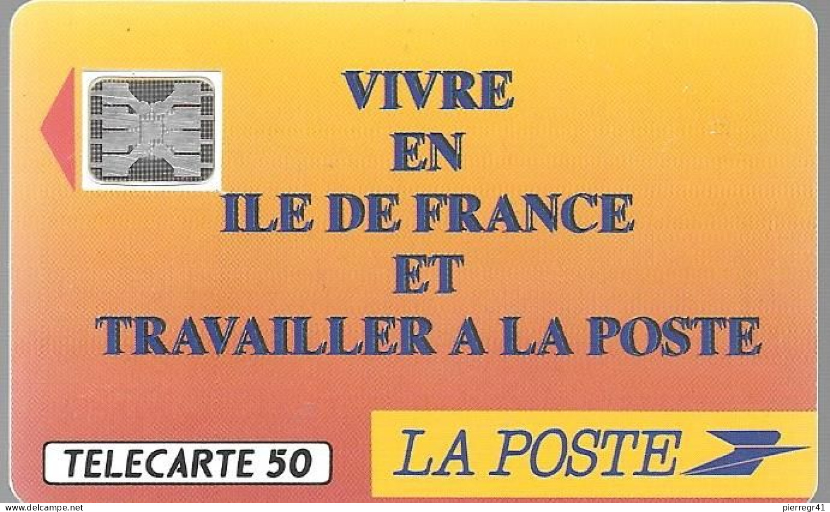 CARTE-PUBLIC-F-136B.590.4-1990-50U-SC5An-Trou 6-LA POSTE-Ile De France-2 Impact-21-3 Styl-21511 -UTILISEE-  TBE-RARE - 1990