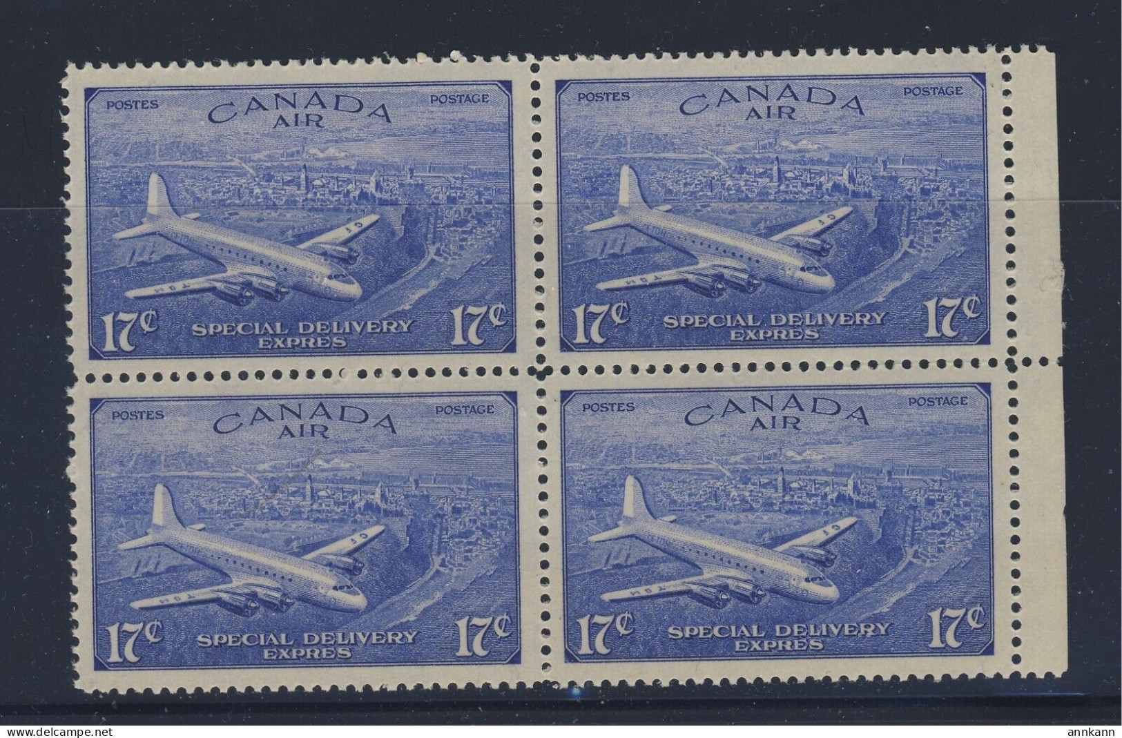 Canada Air Mail Stamps; Block Of 4 #CE4 -17c MNH VF. Guide Value = $56.00 - Blokken & Velletjes