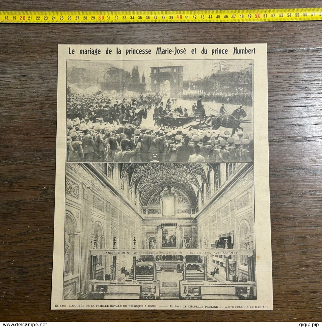 1930 GHI2 Mariage De La Princesse Marie-José Et Du Prince Humbert CHAPELLE PAULINE Rome - Collections