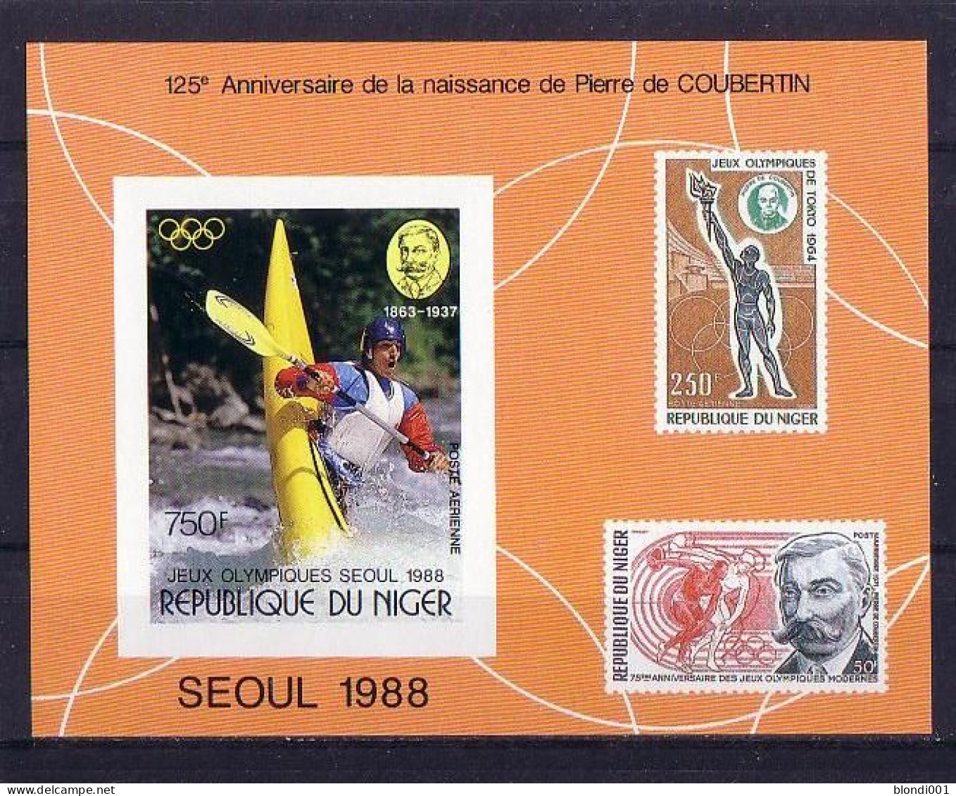 Olympics 1988 - Canoing - NIGER - S/S Imperf. MNH - Sommer 1988: Seoul