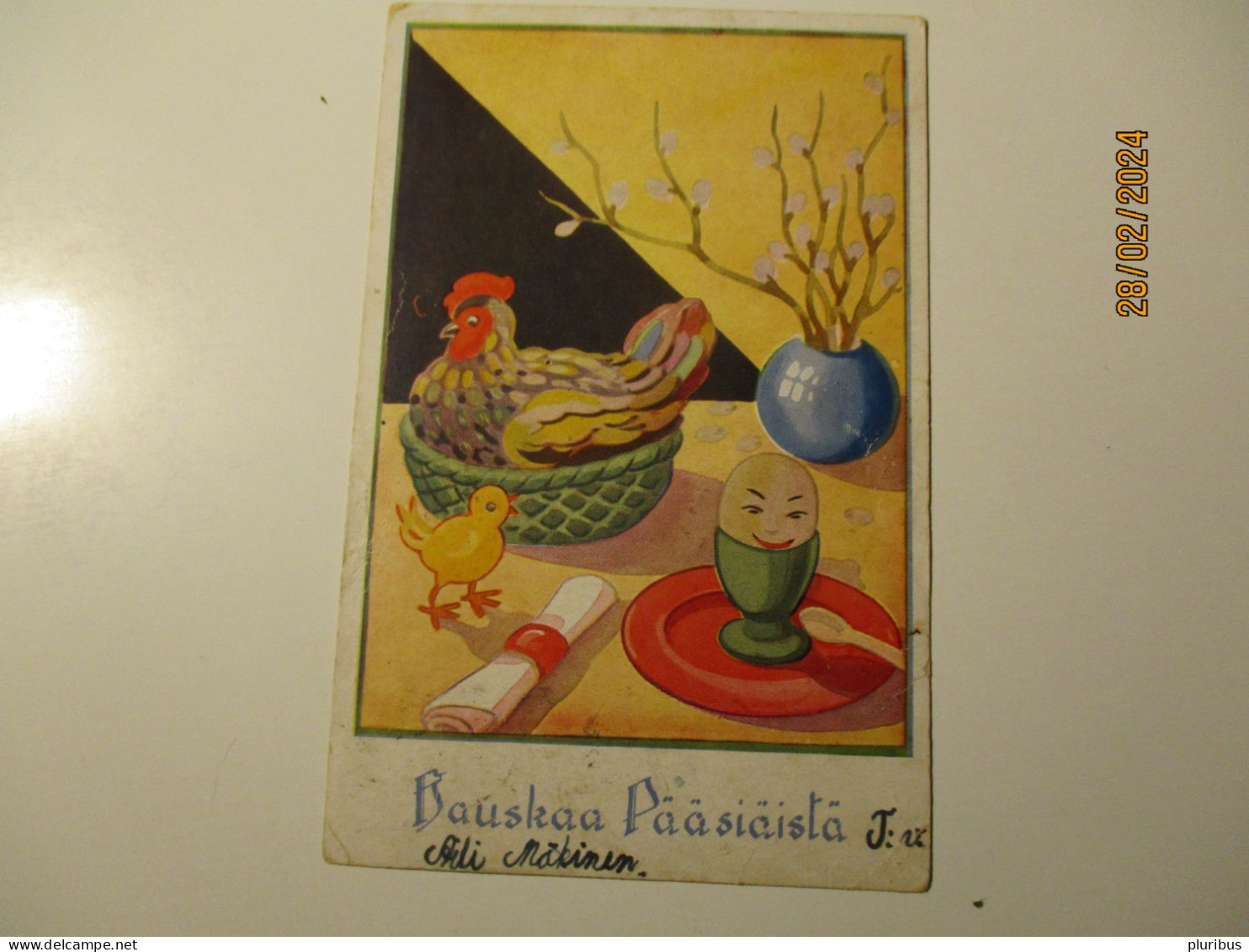 FINLAND EASTER CARD TYRVÄNTÖ 1937 TO ESTONIA ,   IS IT NUMBERED CENSOR CANCEL ?  , 1-1 - Other & Unclassified