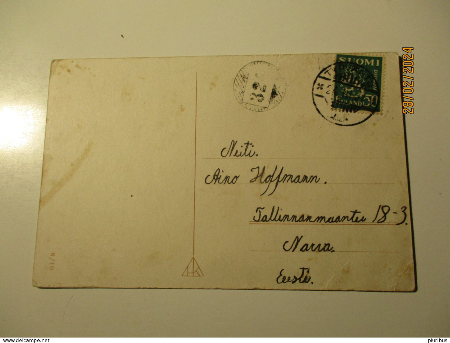 FINLAND EASTER CARD TYRVÄNTÖ 1937 TO ESTONIA ,   IS IT NUMBERED CENSOR CANCEL ?  , 1-1 - Sonstige & Ohne Zuordnung