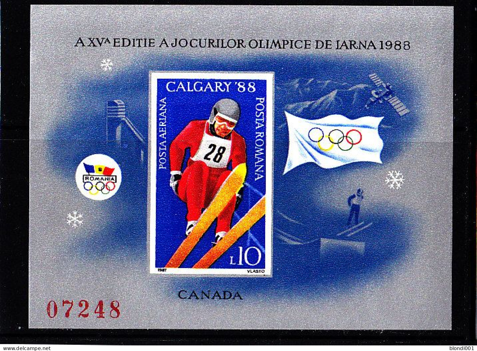 Olympics 1988 - Ski Jump - ROMANIA - S/S Imperf. MNH - Inverno1988: Calgary