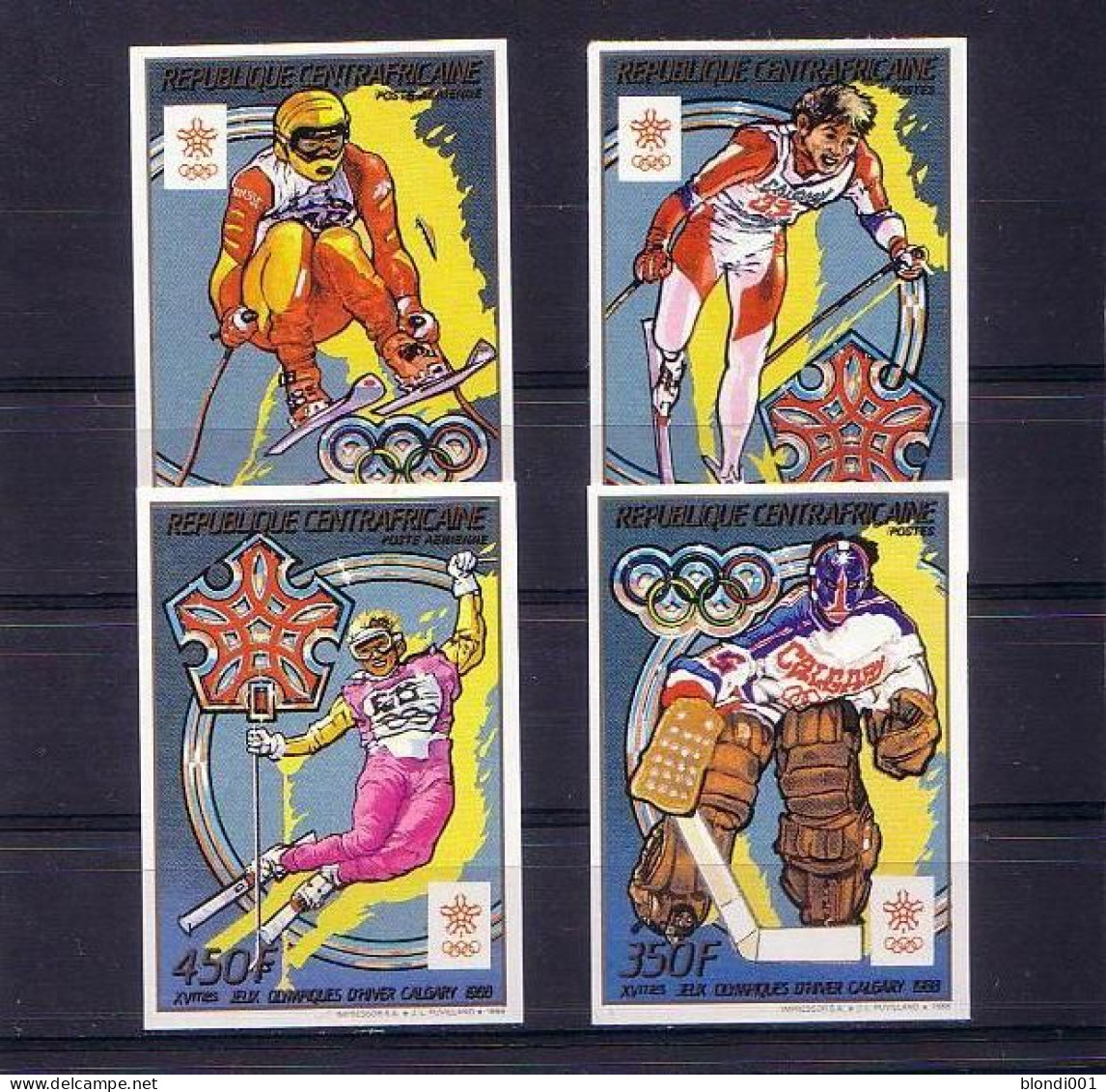 Olympics 1988 - Ice Hockey - C.-AFRICA - Set Imperf. MNH - Inverno1988: Calgary