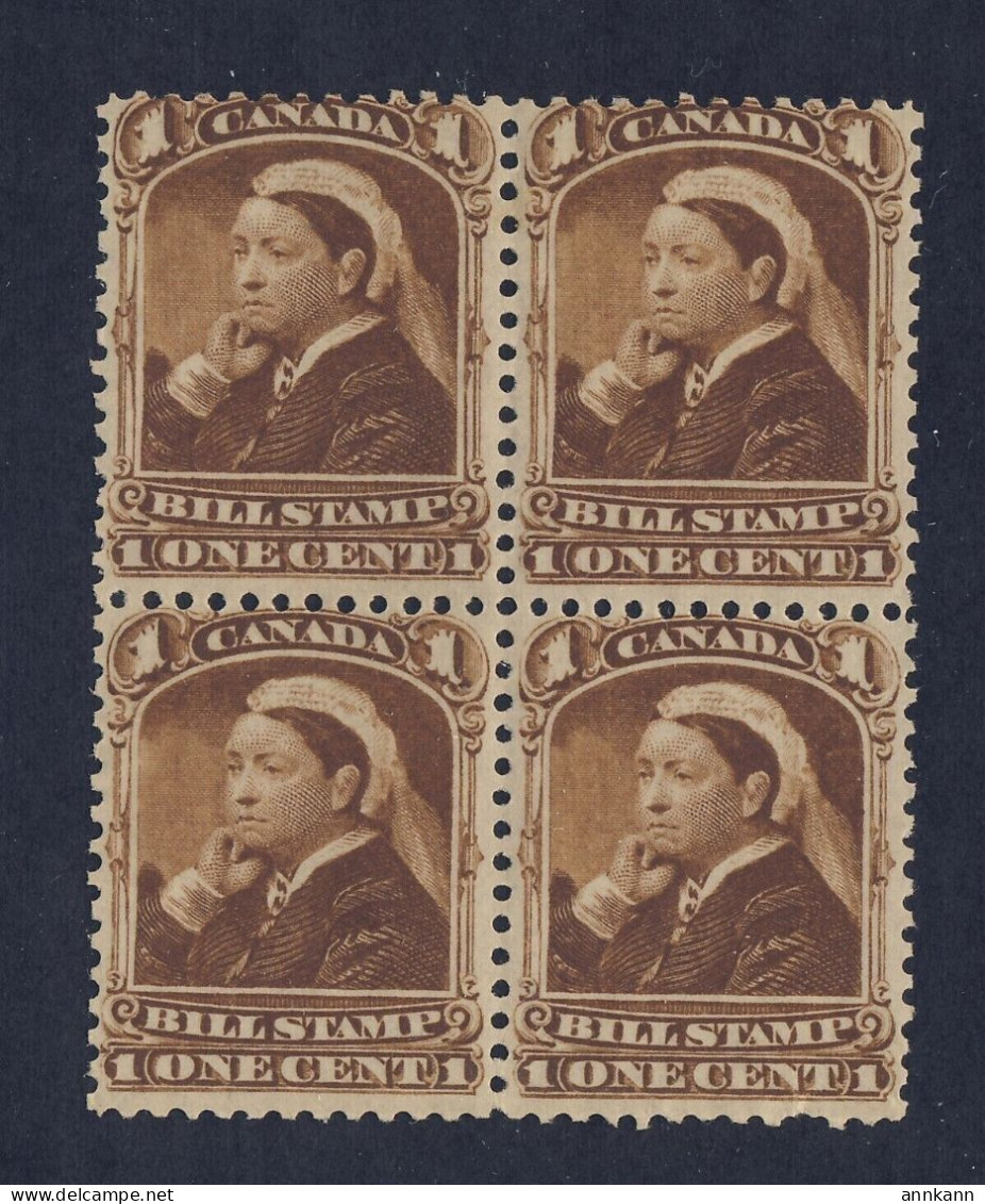 4x Canada Revenue Bill Stamps; #FB37 - 1c Block 2xMH 2xMNH. - Blocchi & Foglietti