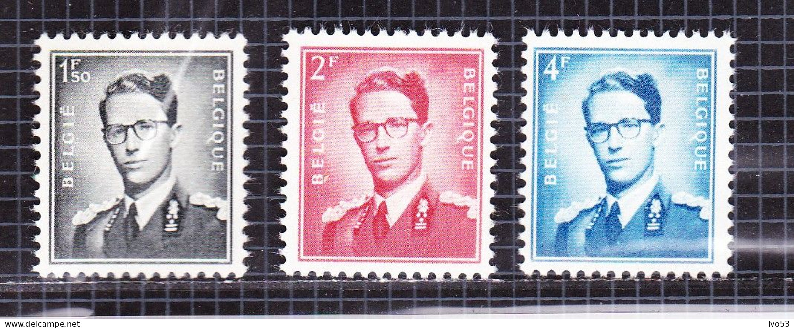 1953 Nr 924-26** Zonder Scharnier. Koning Boudewijn,Marchand.OBP 11,75 - 1953-1972 Bril