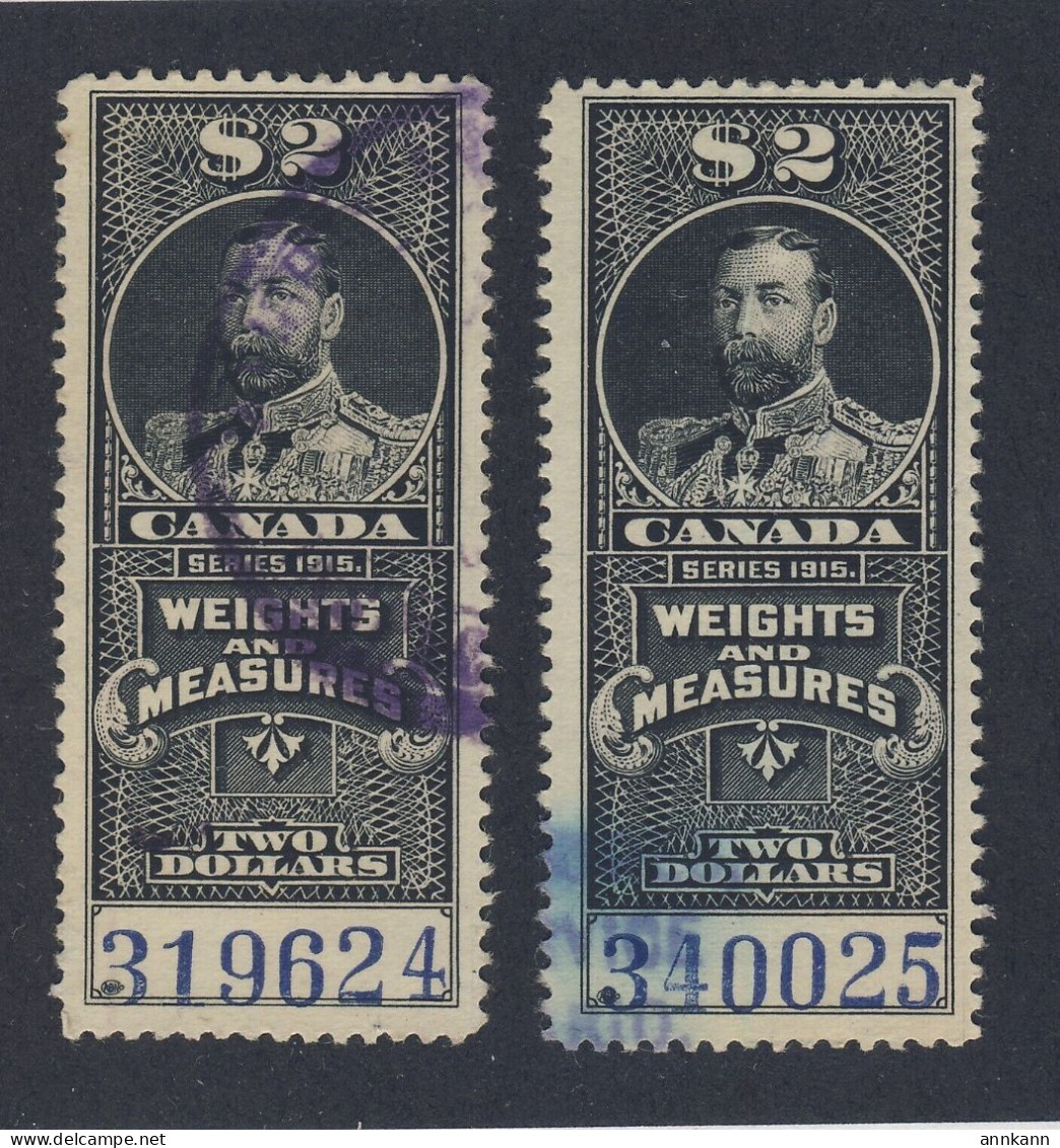 2x Canada Revenue W&M Stamp; #FWM59-$2.00 & FWM59a-$2.00. F/VF Used - Fiscali