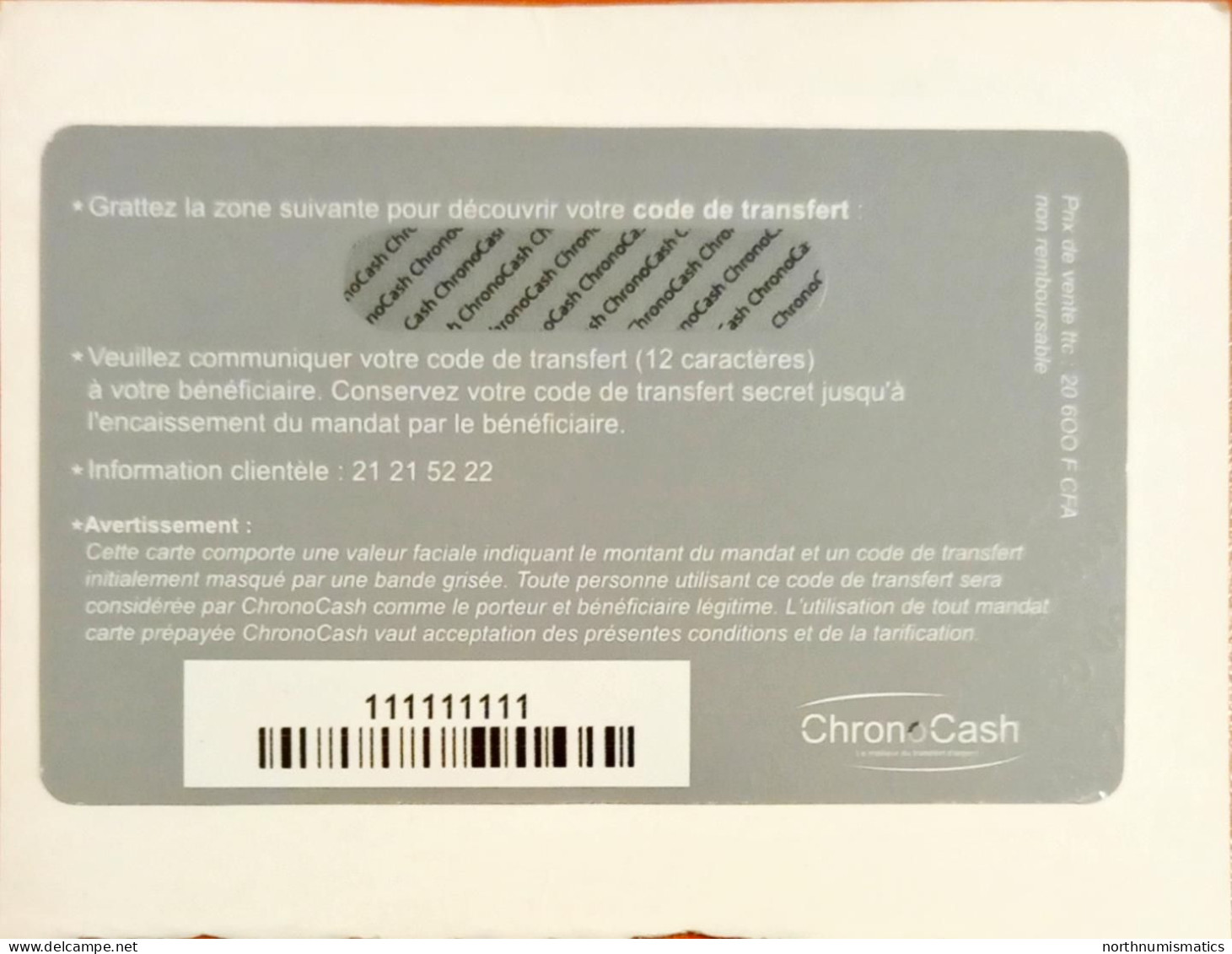 Chronocash Sample Prepaid Phone Card - Lots - Collections