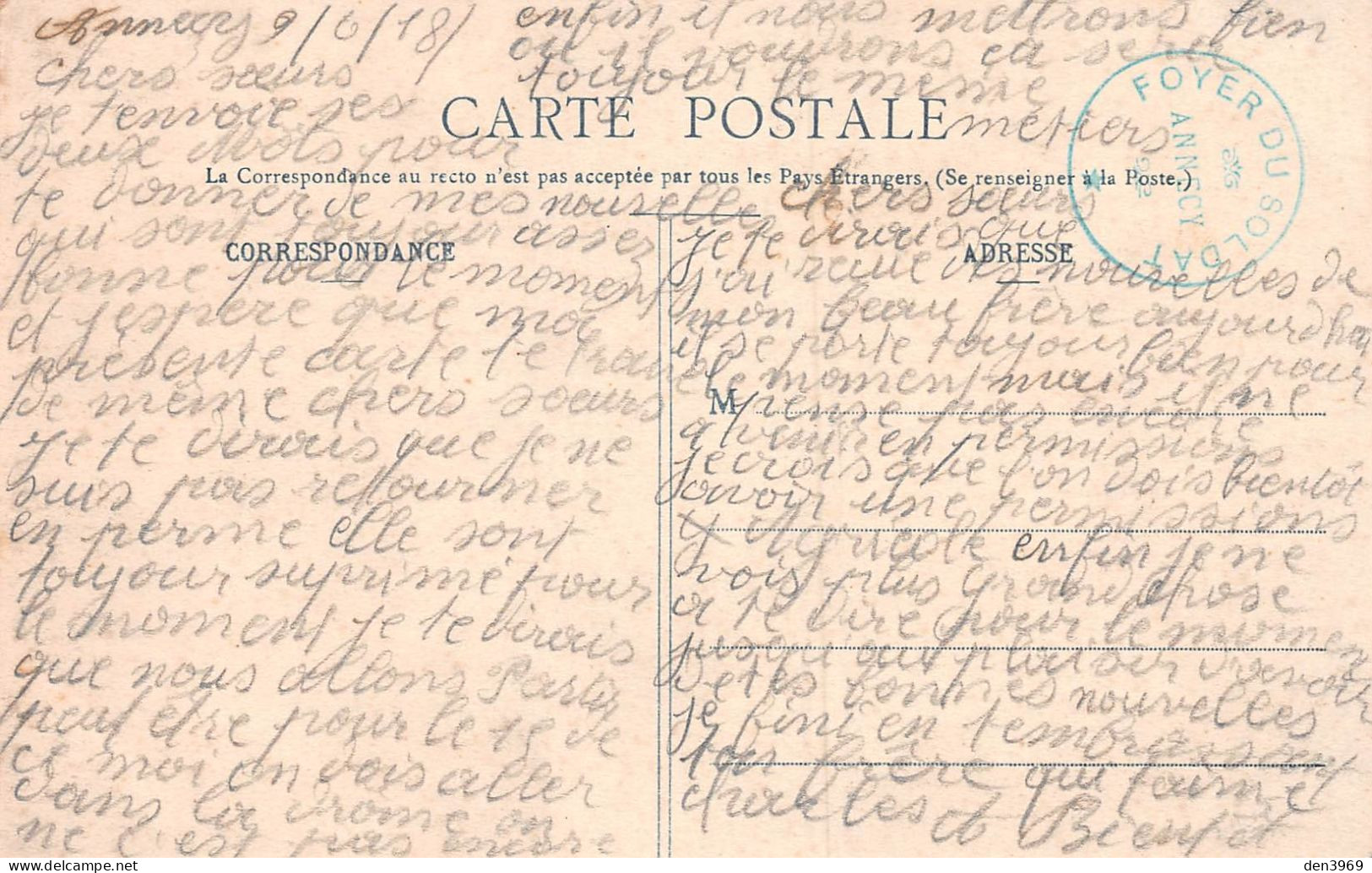 DOUVAINE (Haute-Savoie) - Vues Multiples - Cachet Foyer Du Soldat Annecy - Ecrit 1918 (2 Scans) - Douvaine