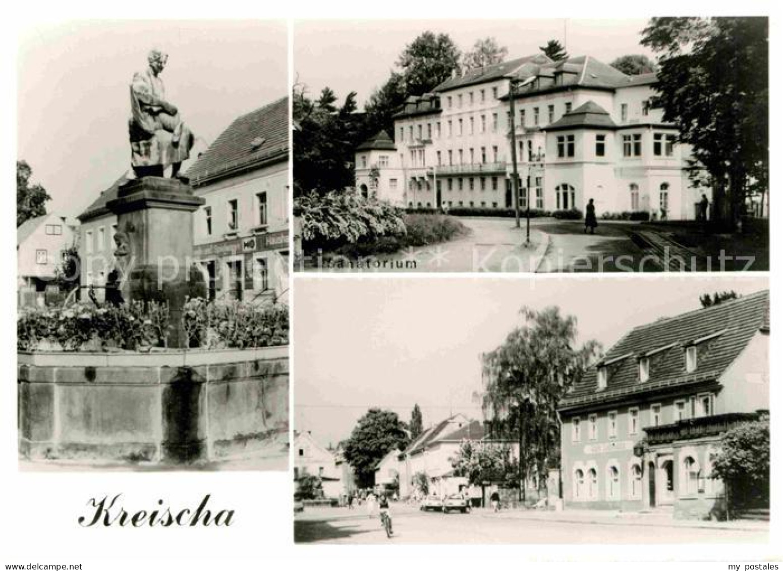 72641242 Kreischa Brunnen Statue Sanatorium Teilansicht Kreischa Dresden - Kreischa