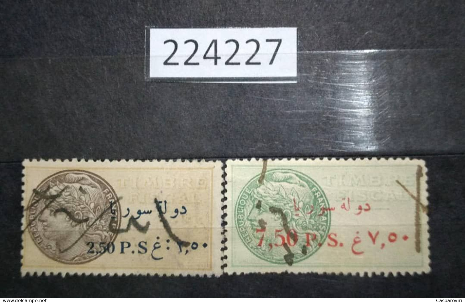 224227; French Colonies; Syria; 2 Revenue French Stamps 2.5, 7.5 P; Ovpt Etat De Syrie; USED - Oblitérés