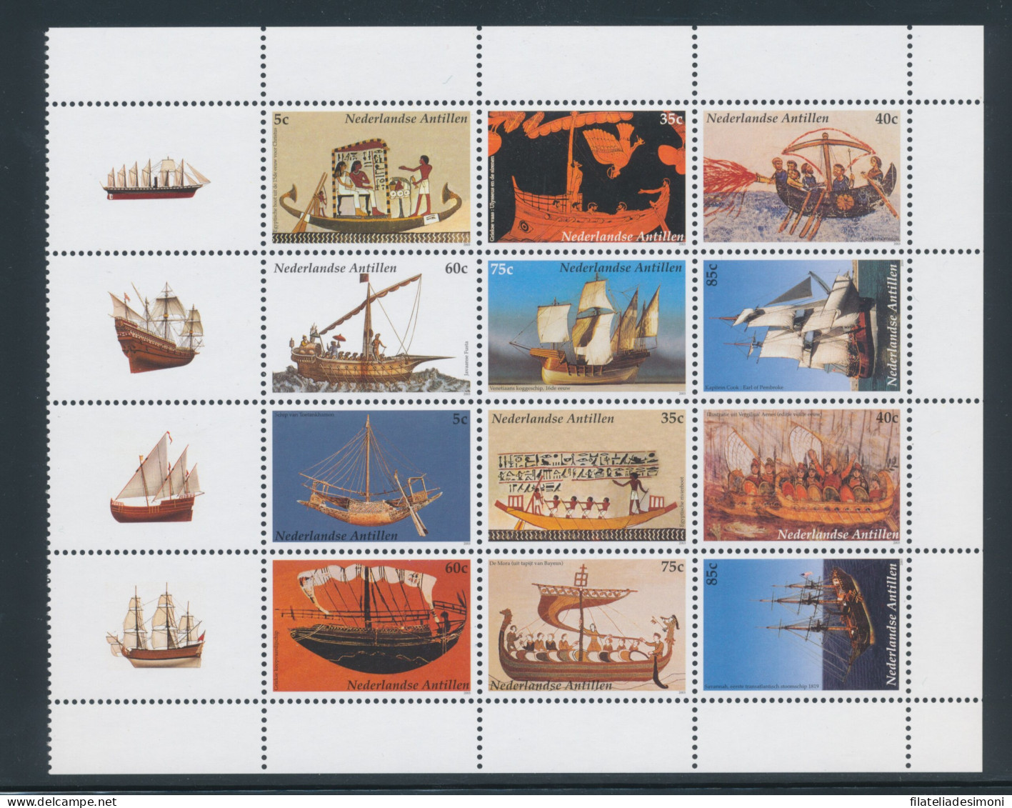 2003 Antille Olandesi - Navi - Catalogo Yvert N. 1364/75 - Blocco Di 12 Valori - MNH** - Navires & Brise-glace