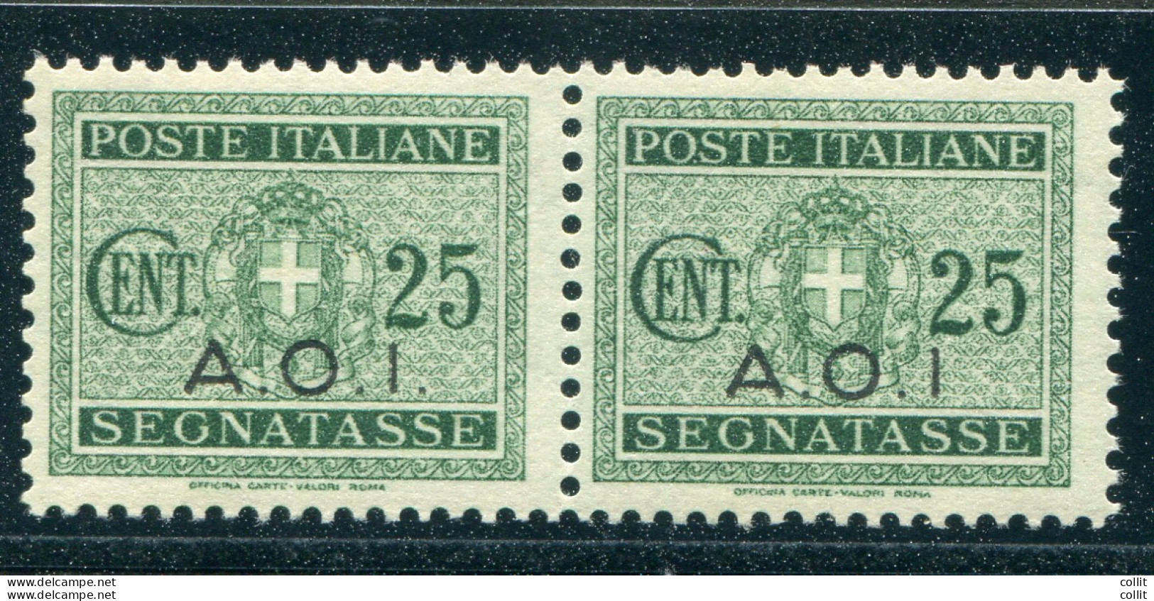 A.O.I. - Segnatasse Cent. 25 Coppia Con Un Esemplare Senza Punto Dopo La "I" - Africa Oriental Italiana