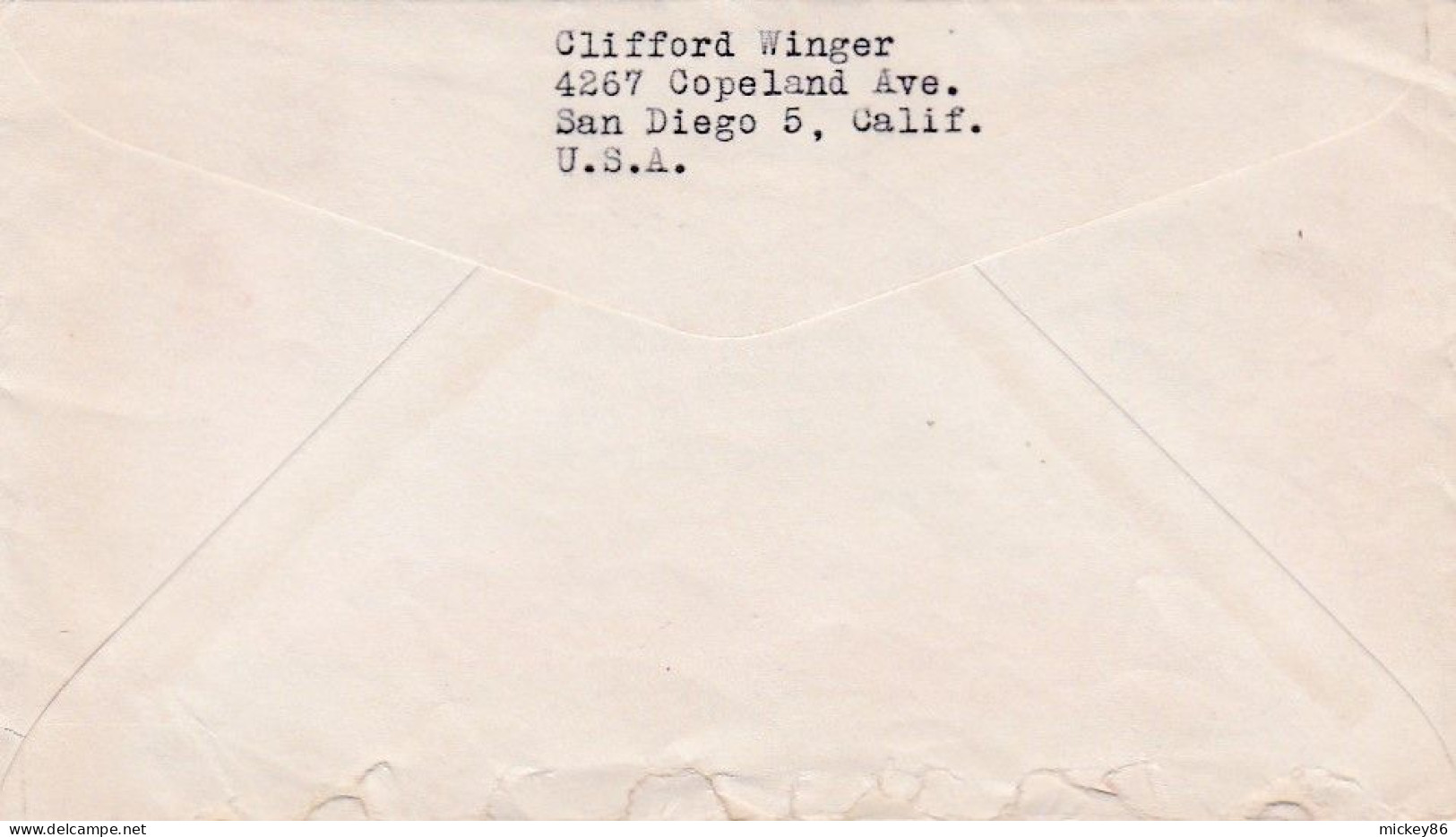 Etats-Unis --1958--lettre SAN DIEGO (Calif)  Pour LEOPOLDVILLE (Congo Belge) ..timbres (avion, Drapeau ) ....cachets - Brieven En Documenten