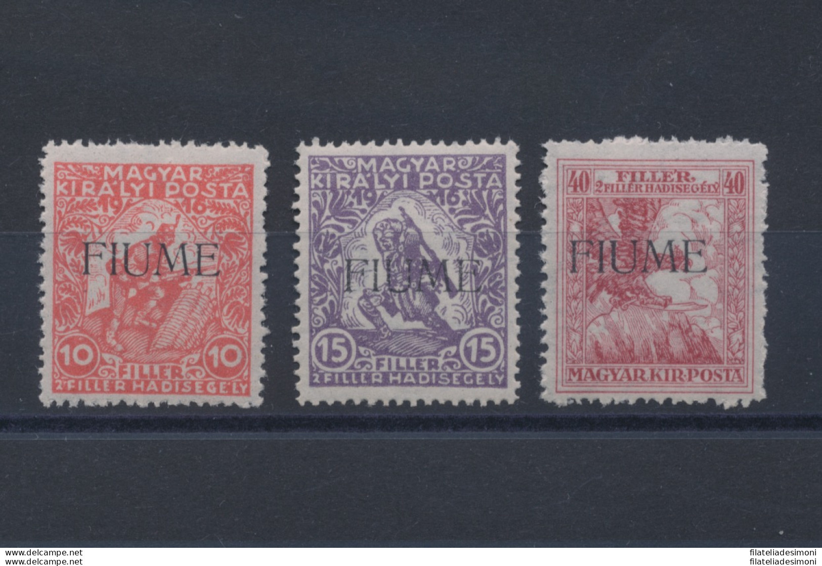 1918-19 Fiume, Francobolli Di Ungheria Soprastampati Fiume , 3 Valori , N° 1A/3 - Andere & Zonder Classificatie