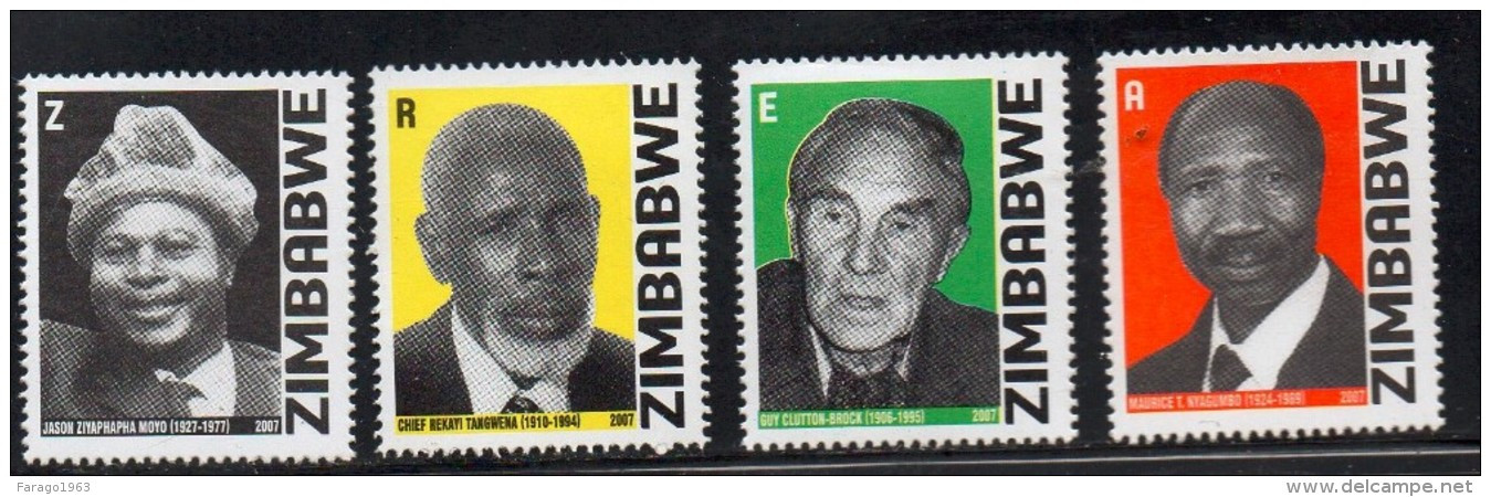 2007 Zimbabwe National Heroes Revolution  Complete Set Of 4 MNH - Zimbabwe (1980-...)