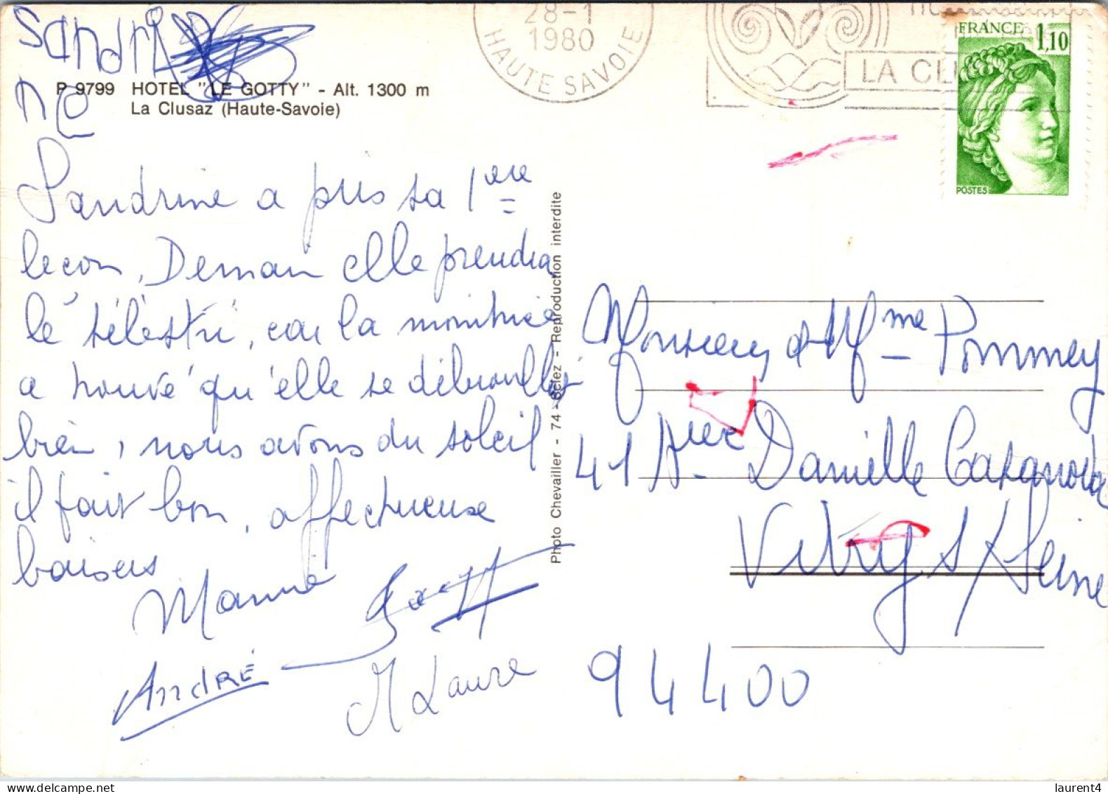 29-2-2024 (1 Y 31)  France - Posted 1980 - Hotel Le Gotty (La Clusaz) - Libraries