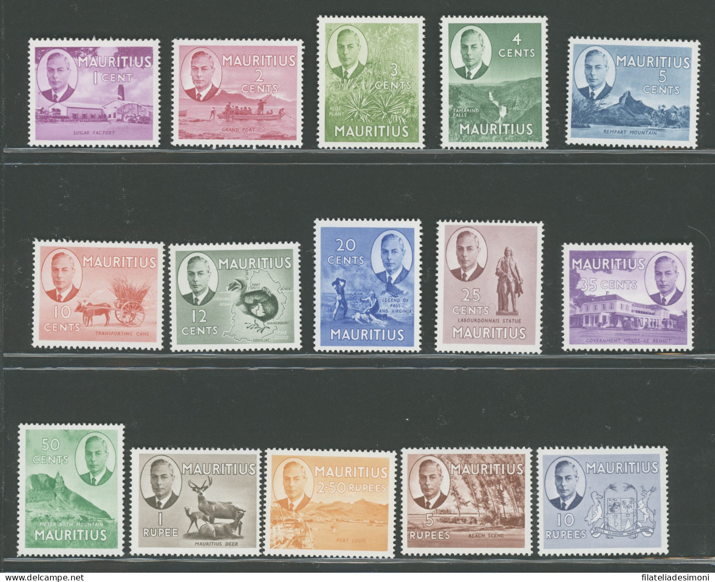 1950 MAURITIUS, Stanley Gibbons N. 276/290 Serie Di 15 Valori - MH* - Altri & Non Classificati