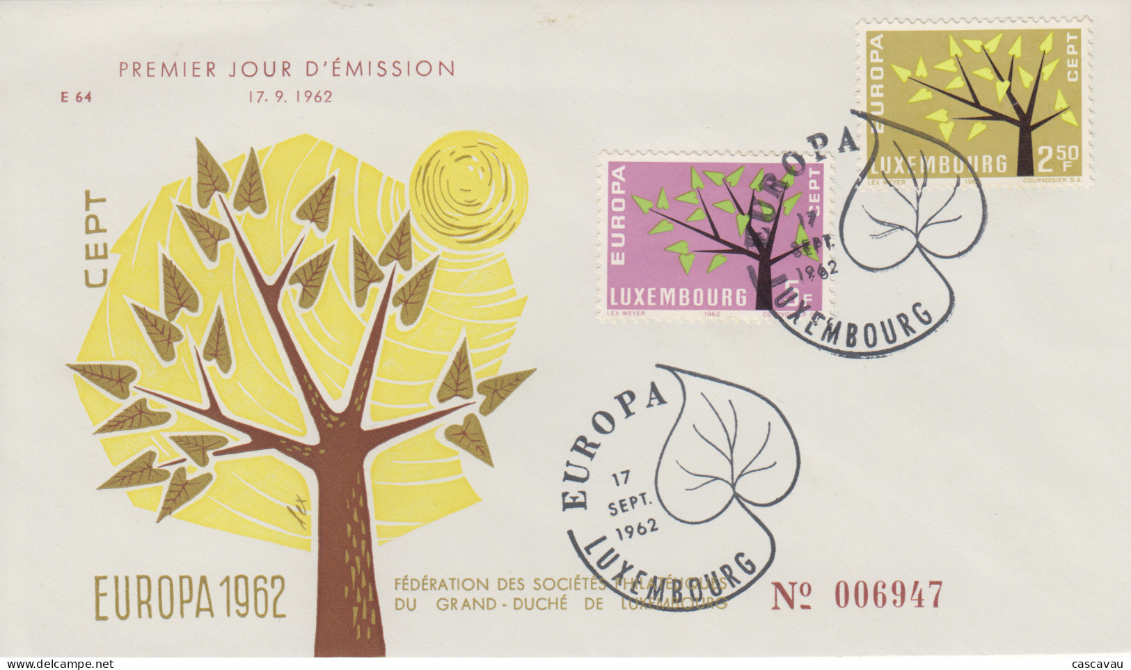 Enveloppe   FDC   1er   Jour    LUXEMBOURG    Paire    EUROPA    1962 - 1962
