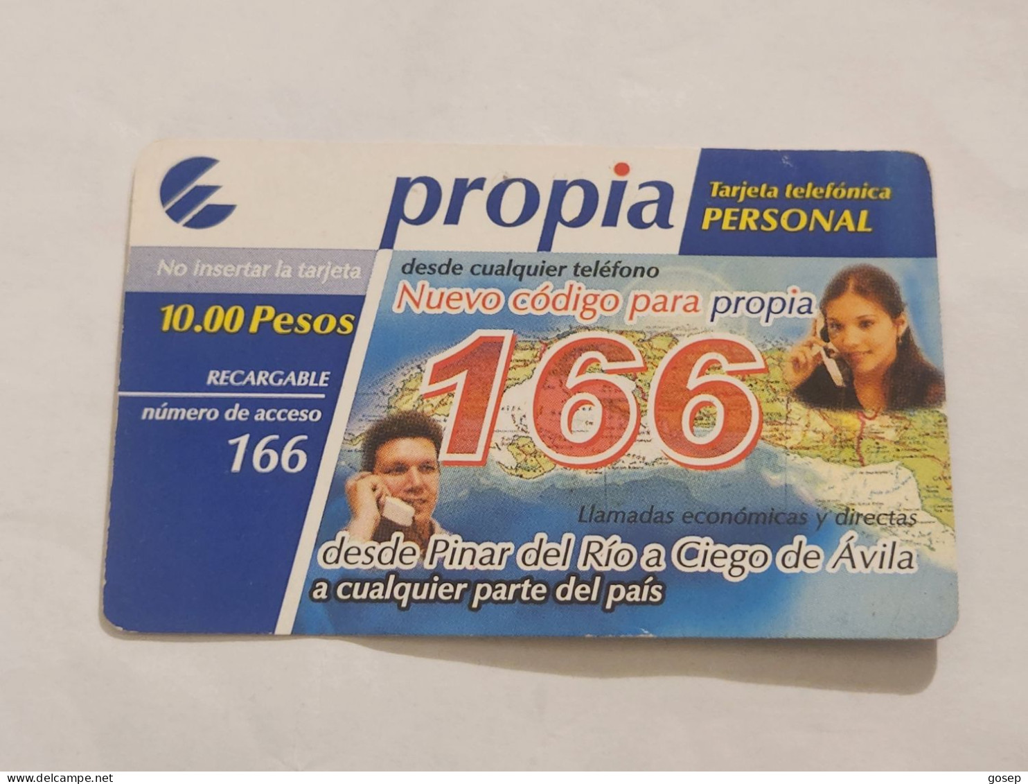 CUBA-(CU-PR-018)-Nuevo Servicio166-(66)-(10pesos)-(2950-7919-3960)-used Card+1card Prepiad Free - Kuba