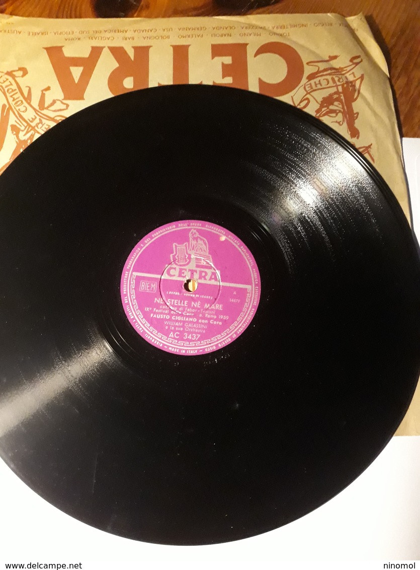 Cetra   -   1959.  Serie AC  Nr. 3437 -   Fausto Cigliano  Sanremo '59 - 78 Rpm - Gramophone Records