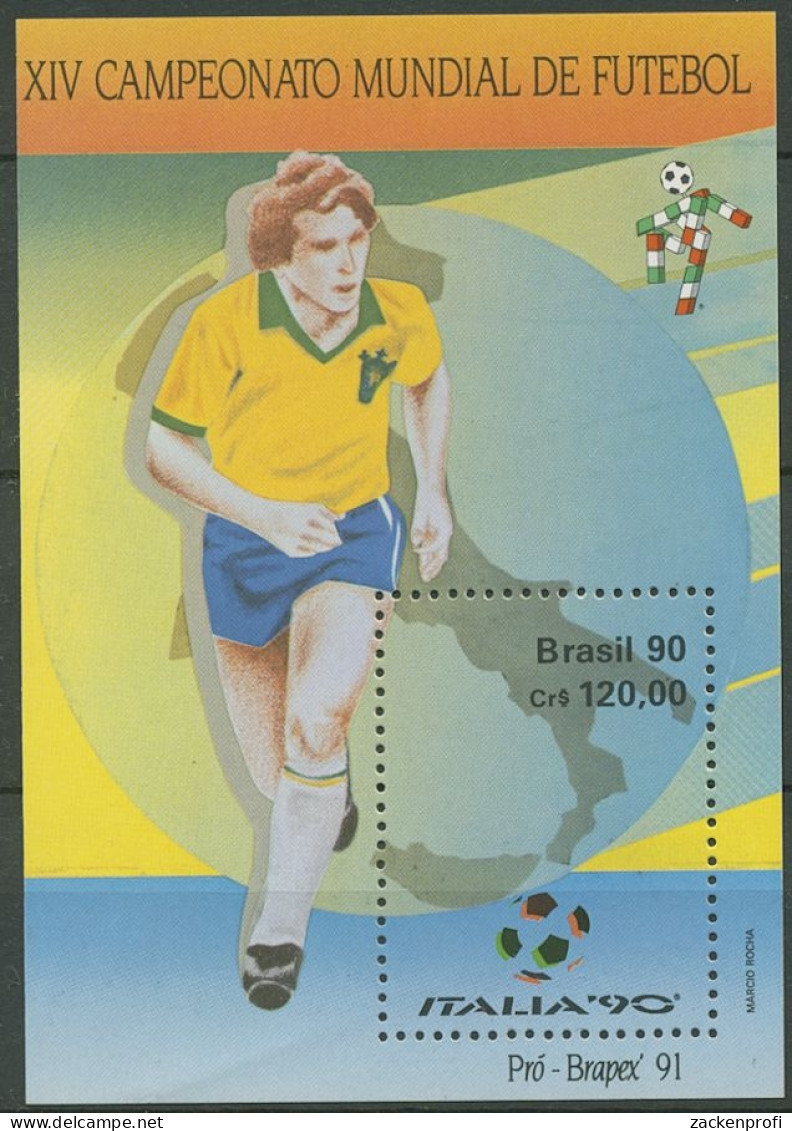 Brasilien 1990 Fußball-Weltmeisterschaft Ilalien Block 84 Postfrisch (C24172) - Blocks & Kleinbögen