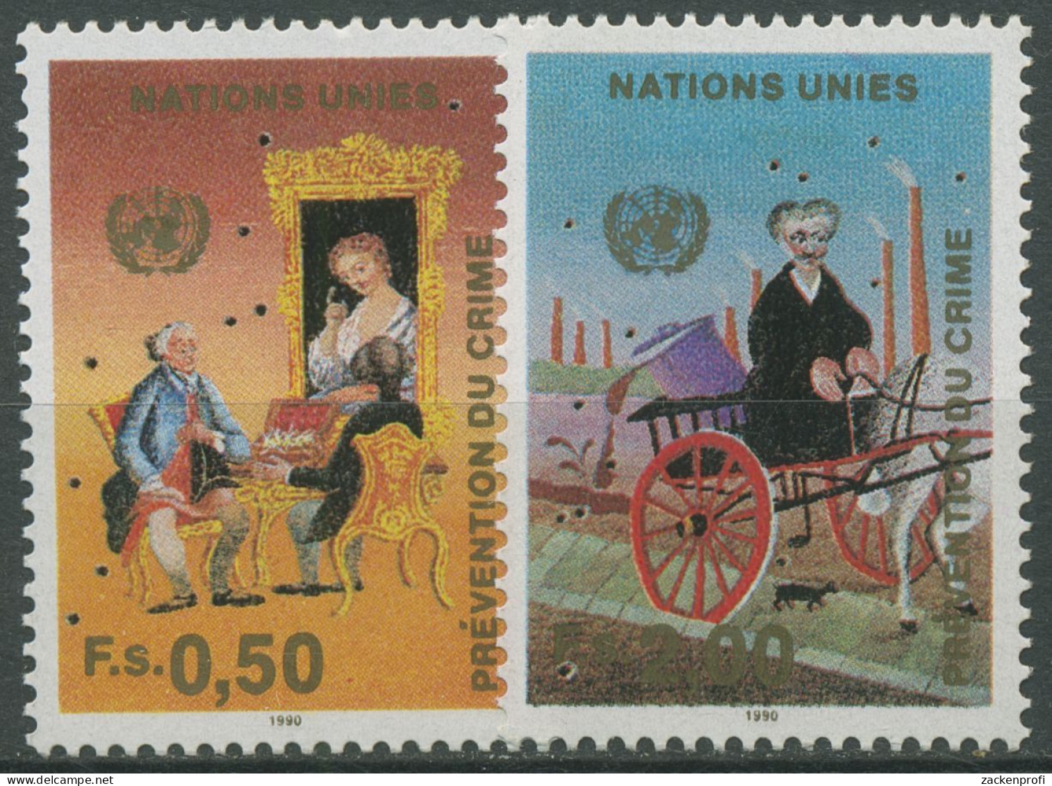 UNO Genf 1990 Verbrechensbekämpfung Gemälde 190/91 Postfrisch - Unused Stamps
