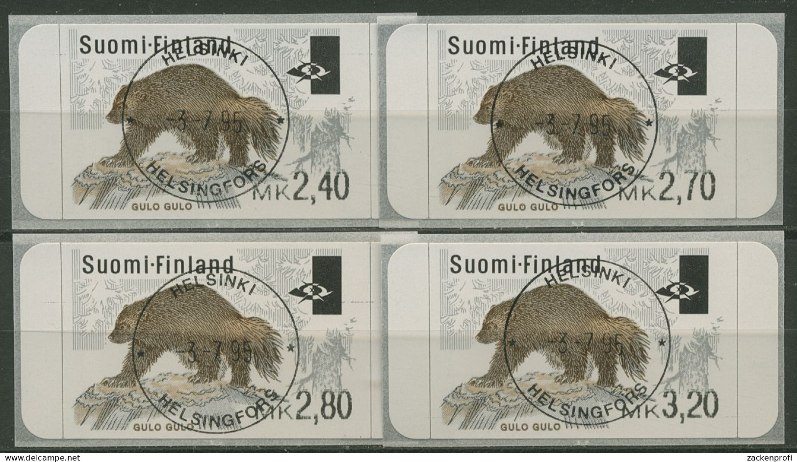 Finnland ATM 1995 Vielfraß, Satz ATM 29.2 S 1 Gestempelt - Automatenmarken [ATM]