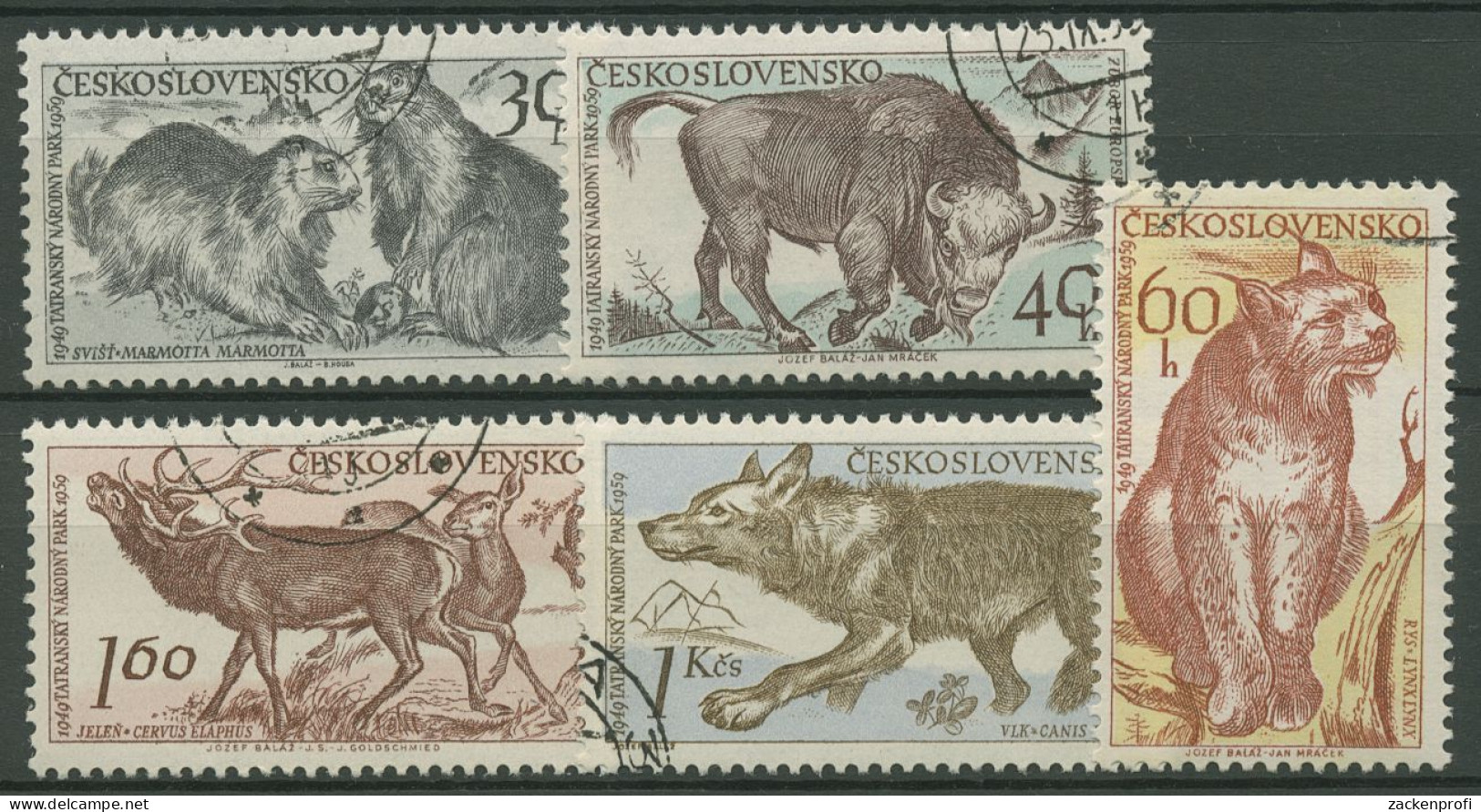 Tschechoslowakei 1959 Tatra-Naturschutzpark Tiere 1153/57 Gestempelt - Used Stamps