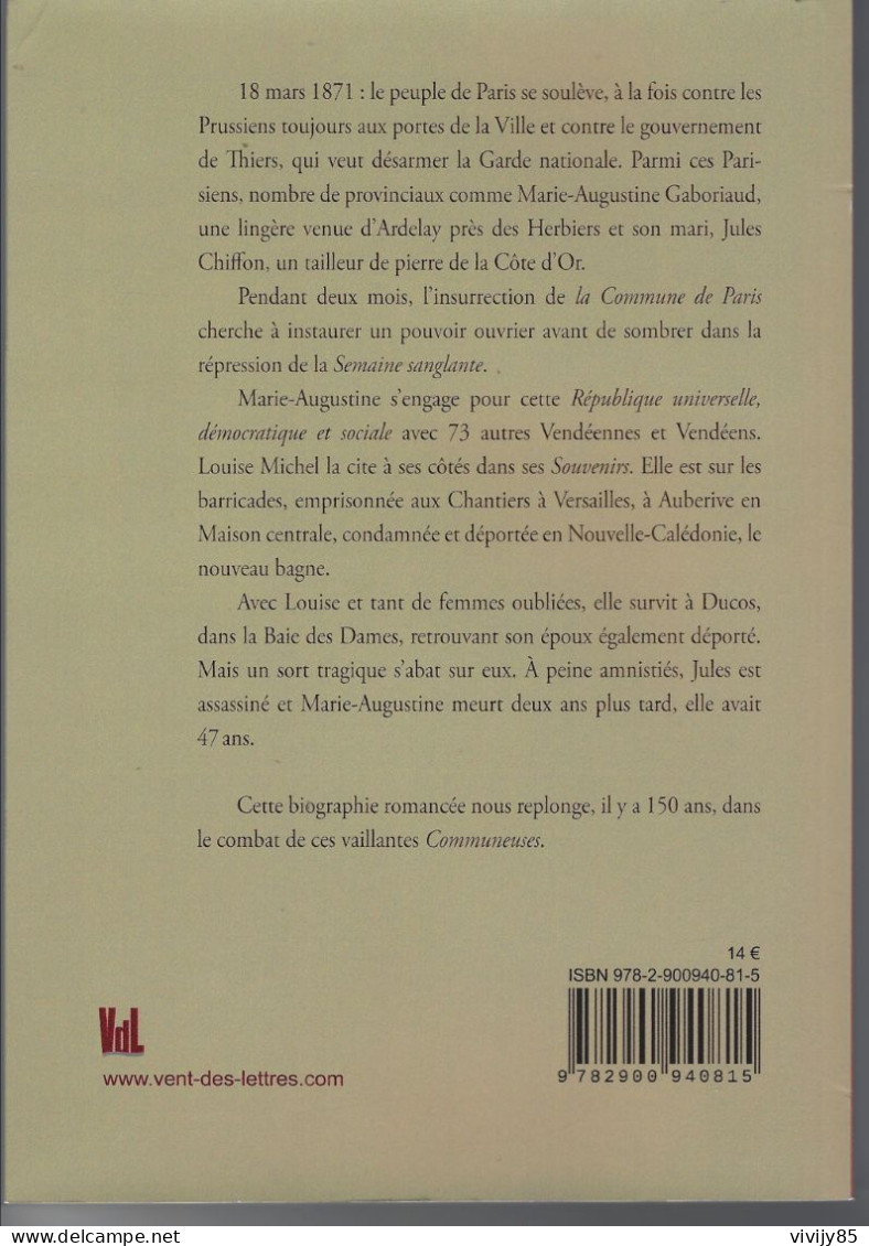 85 - ARDELAY( Les HERBERS ) - T.B. Livre " Une Vendéenne Dans La Commune De Paris " - Pays De Loire