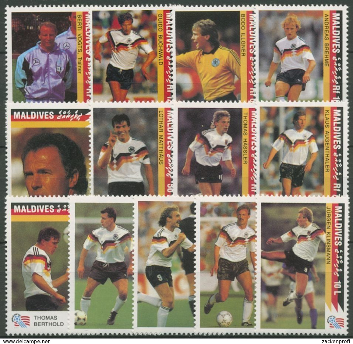 Malediven 1992 Fussball-WM: Deutsche Nationalmannschaft 1758/70 Postfrisch - Maldivas (1965-...)