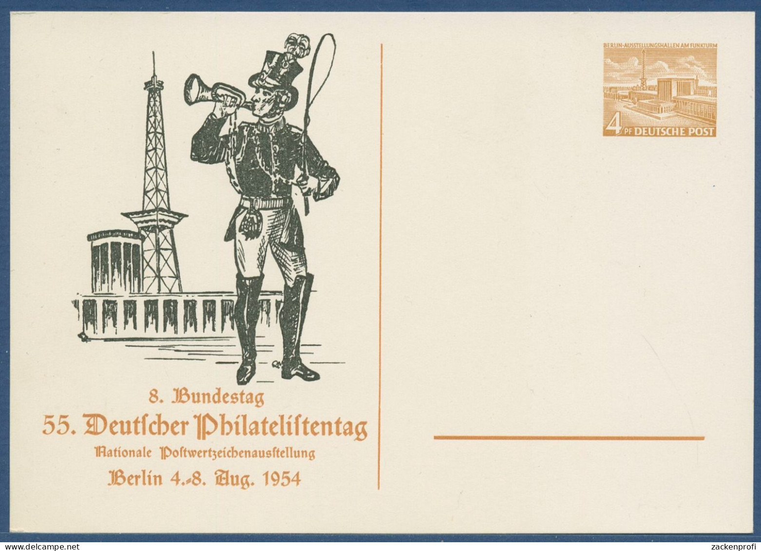 Berlin 1954 Dt. Philatelistentag, Privatpostkarte PP 1/12a Ungebraucht (X41013) - Privé Postkaarten - Ongebruikt