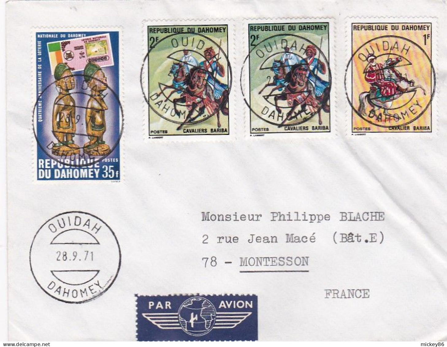 DAHOMEY--1971--Lettre De OUIDAH Pour MONTESSON-78 (France)--beaux Timbres ...cachets - Benin - Dahomey (1960-...)