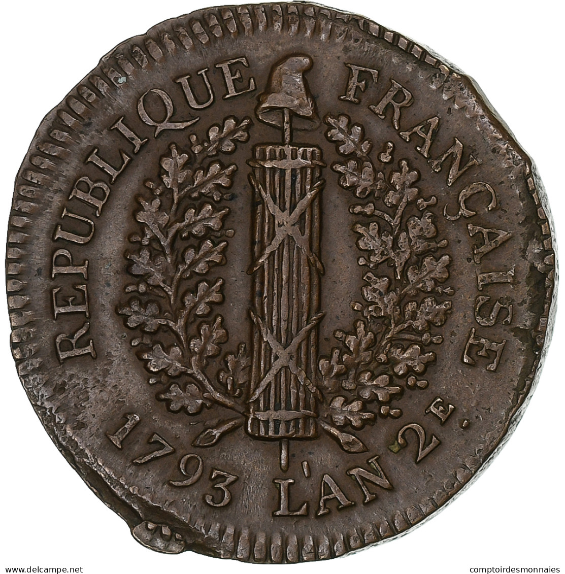 France, 5 Sols, Siège De Mayence, An II (1793), Mayence, Bronze, SUP - Otros & Sin Clasificación