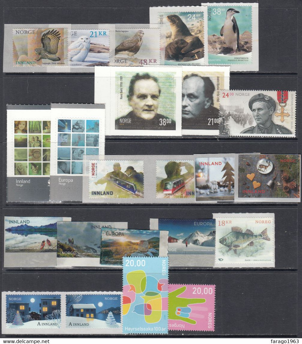 2017 2018 Norway Collection Of 23 Different Stamps MNH Face Value Kr 461 €45 @ Below Face Value - Ongebruikt