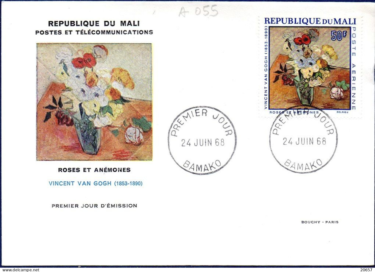 Mali A 055/58 Fdc Edouard Manet , Delacroix , Van Gogh , Millet - Impressionismus