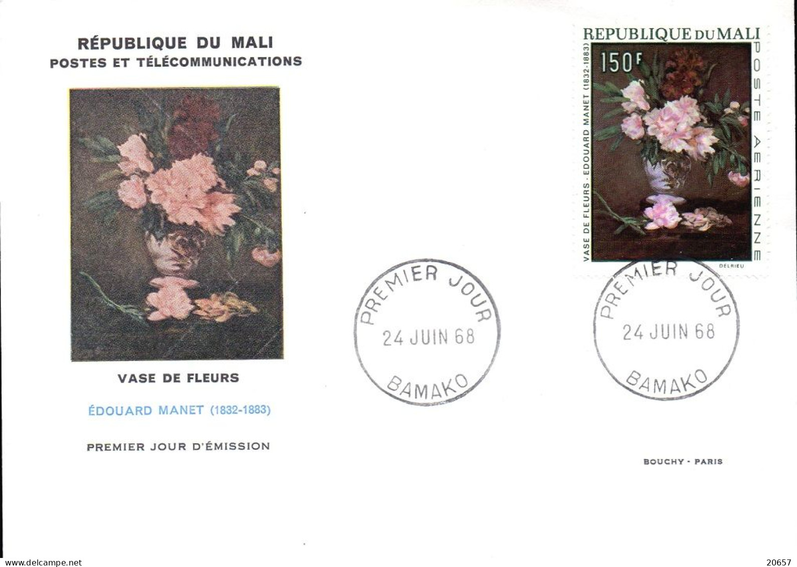 Mali A 055/58 Fdc Edouard Manet , Delacroix , Van Gogh , Millet - Impressionisme