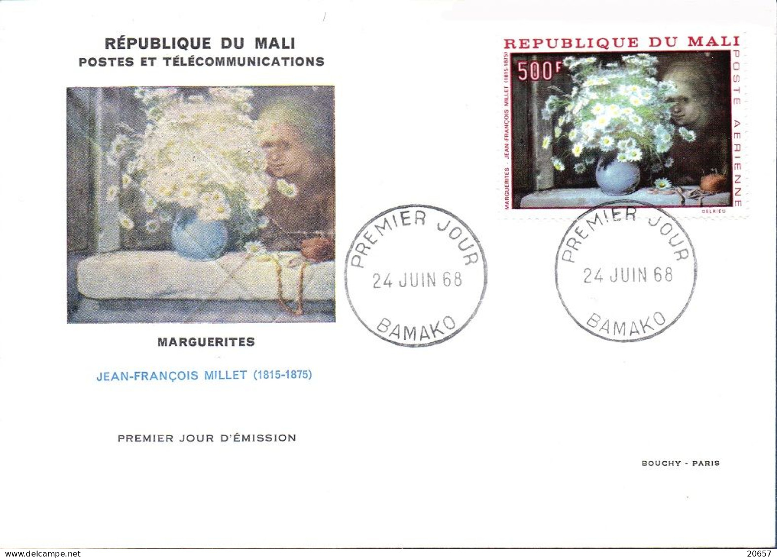 Mali A 055/58 Fdc Edouard Manet , Delacroix , Van Gogh , Millet - Impressionismus