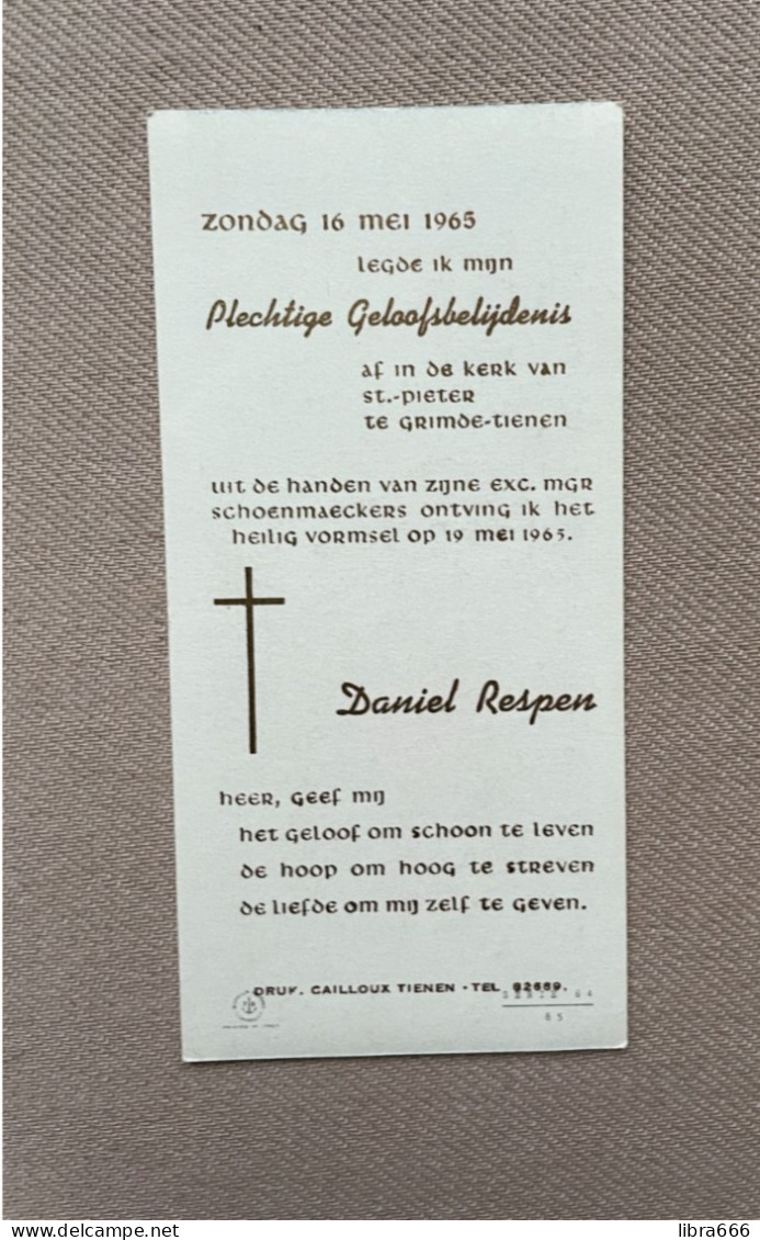 Communie - RESPEN Daniel - 1965 - St.-Pieter - GRIMDE-TIENEN - Communion