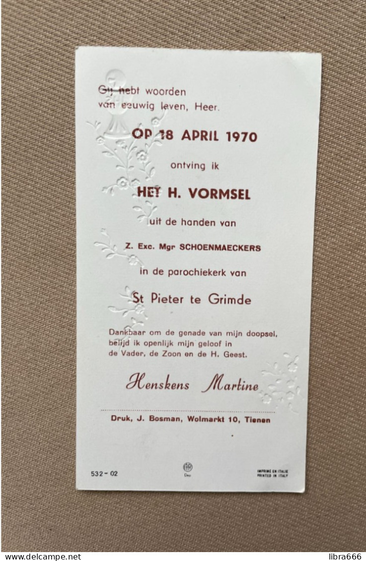 Communie - HENSKENS Martine - 1970 - St Pieter - GRIMDE - Comunión Y Confirmación