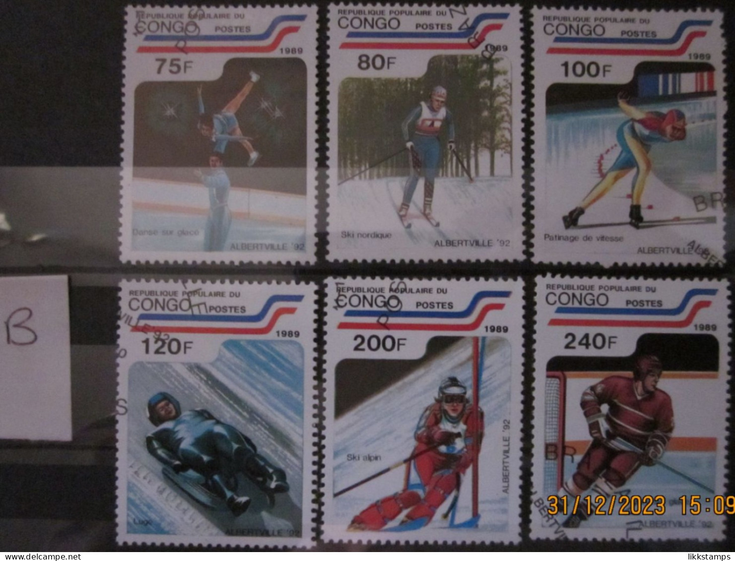 CONGO 1989 ~ S.G. 1160 - 1165, ~ ( LOT 'B' ) ~ OLYMPIC GAMES. ~  VFU #03077 - Gebraucht