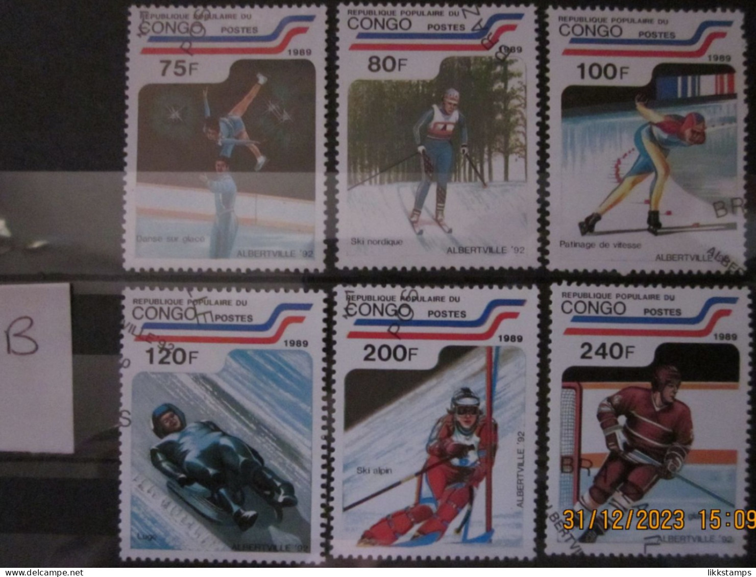 CONGO 1989 ~ S.G. 1160 - 1165, ~ ( LOT 'B' ) ~ OLYMPIC GAMES. ~  VFU #03077 - Used