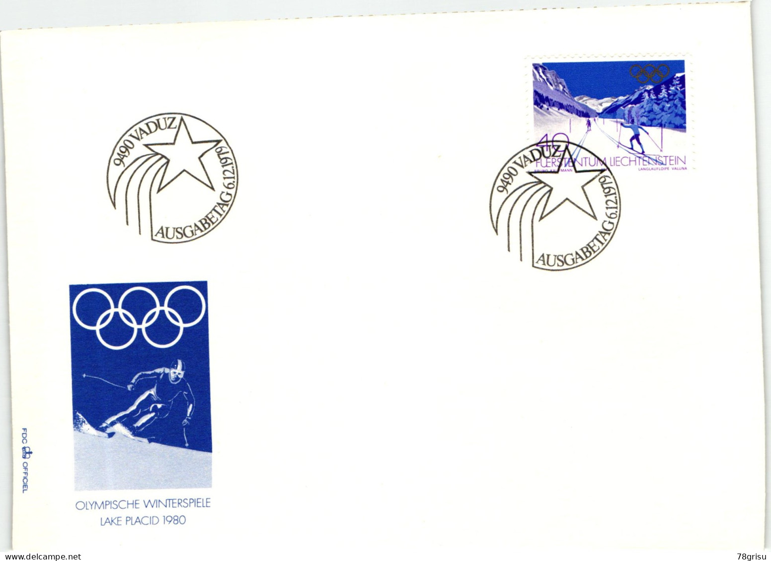 Liechtenstein, Lake Placid 1980 Olympic Games, 2 Briefe, Langlauf, Sessellift, Olympische Spiele - Hiver 1980: Lake Placid