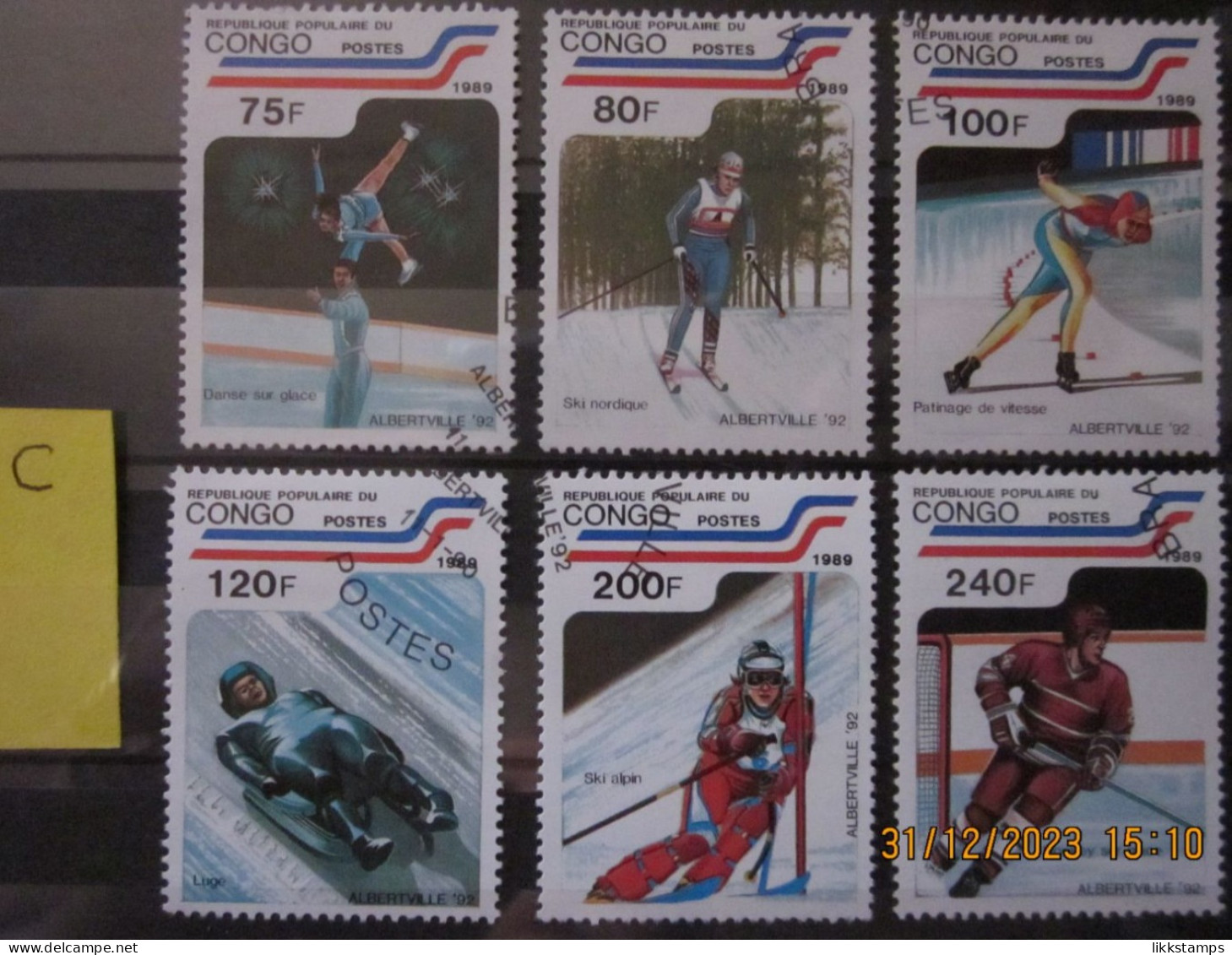 CONGO 1989 ~ S.G. 1160 - 1165, ~ ( LOT 'C' ) ~ OLYMPIC GAMES. ~  VFU #03078 - Afgestempeld