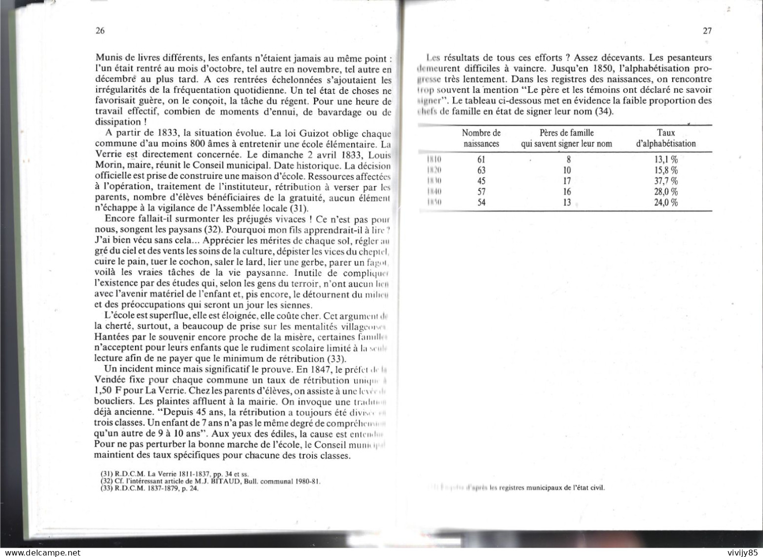 85 - LA VERRIE -Beau Livre Peu Courant De 118 Pages " Bourg Vendéen De 1800 à 1914 " - Fascicule II - Pays De Loire