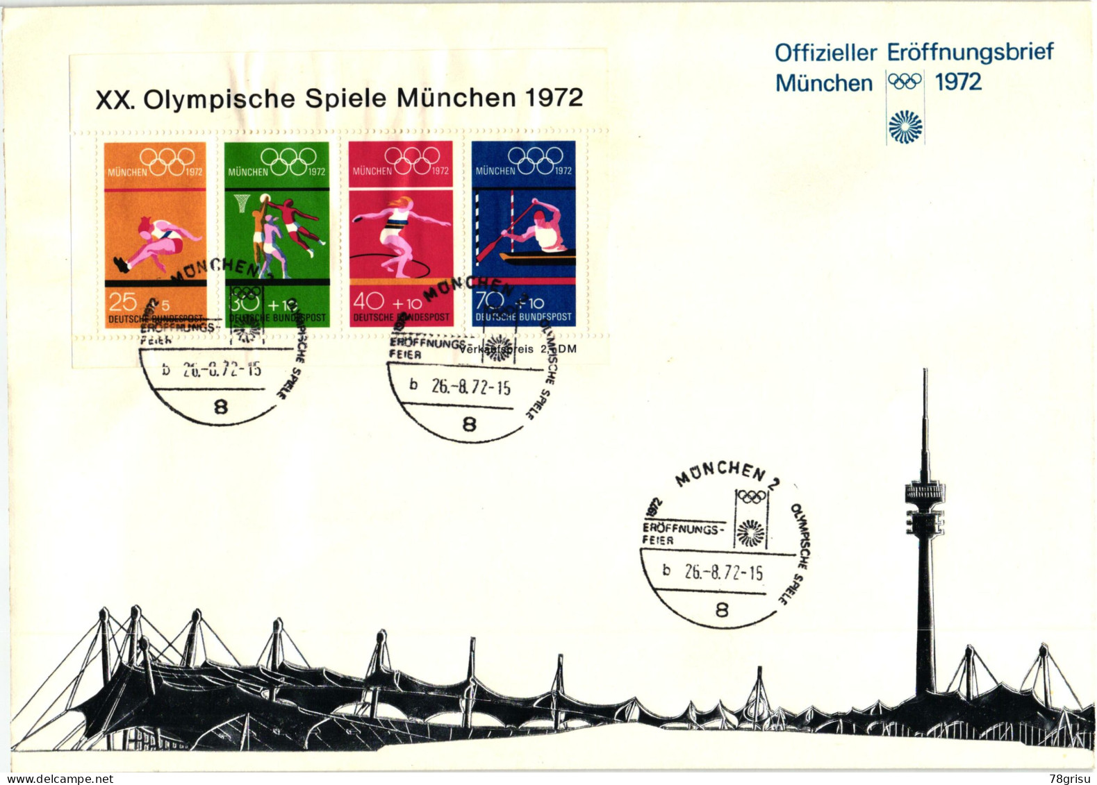 Offizieller Brief München 1972 Eröffnungsfeier Mit Sonderstempel, Olympic Games Opening Ceremony - Summer 1972: Munich
