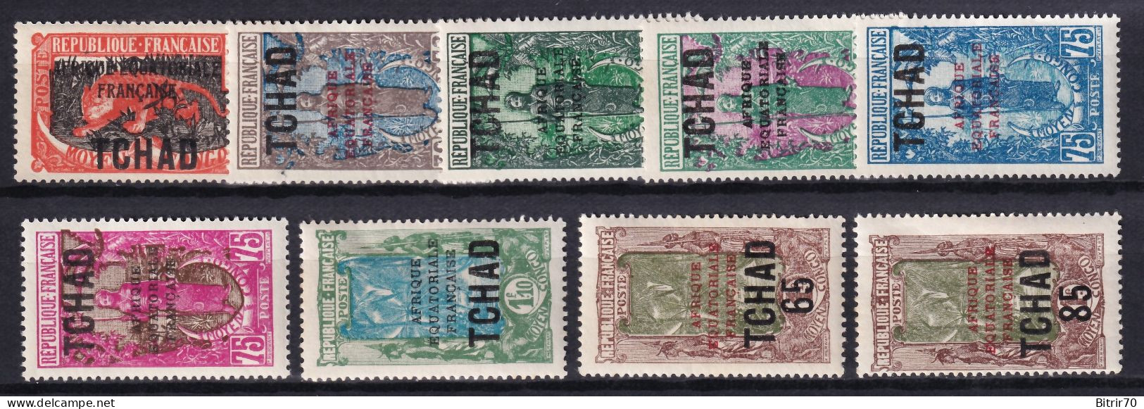 Tchad, 1925-28 Y&T. 37, 38, 39, 40, 42, 43, 44, 45, 46,  MH. - Nuovi