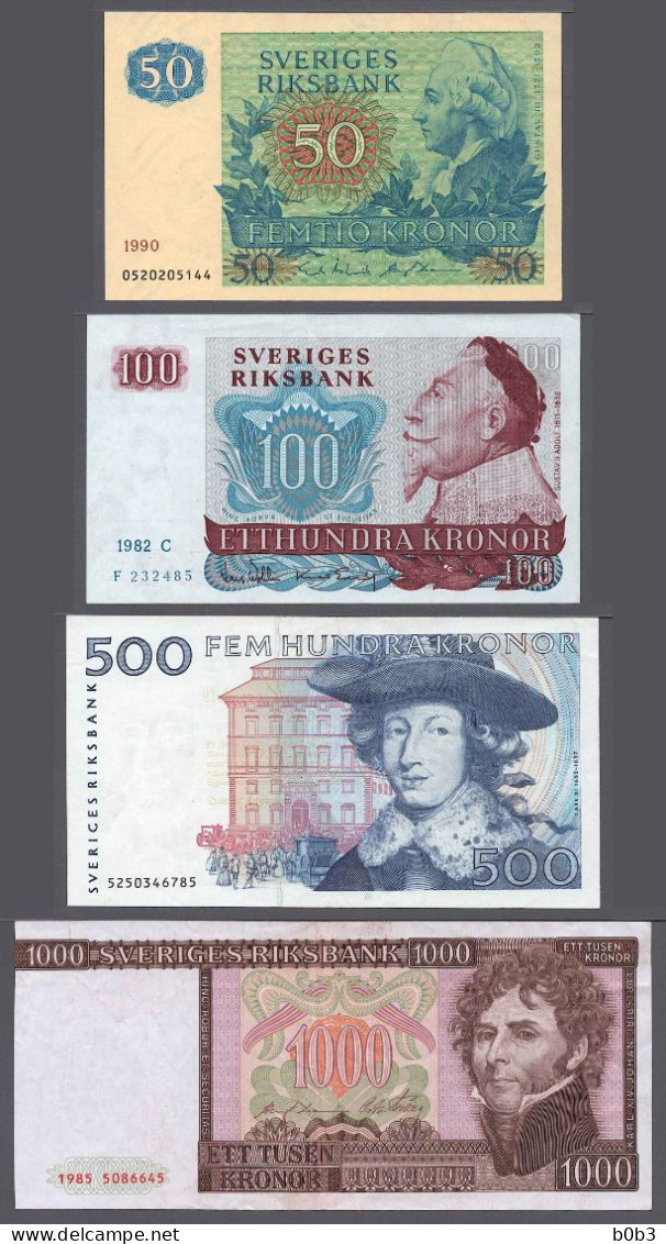 Sweden Svezia Suède Schweden LOT 1982 - 1990 50 100 500 1000 Kronor In Various Condition - Sweden