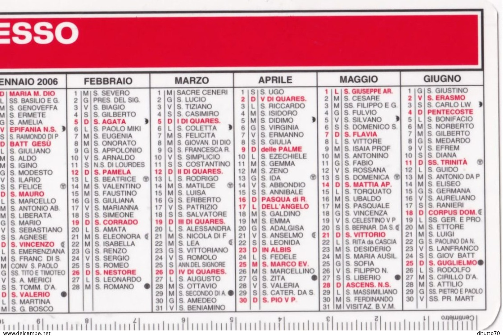 Calendarietto - ESSO - Apollo Sas - Torino - 2006 - Tamaño Pequeño : 2001-...